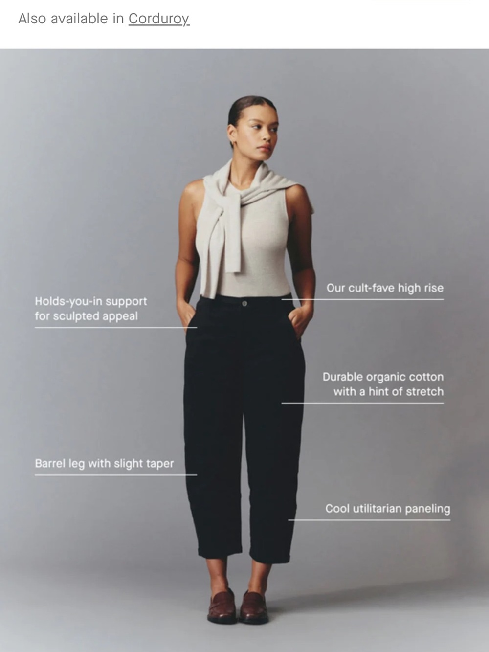 Everlane Black Cropped Barrel-Leg High-Rise Pants